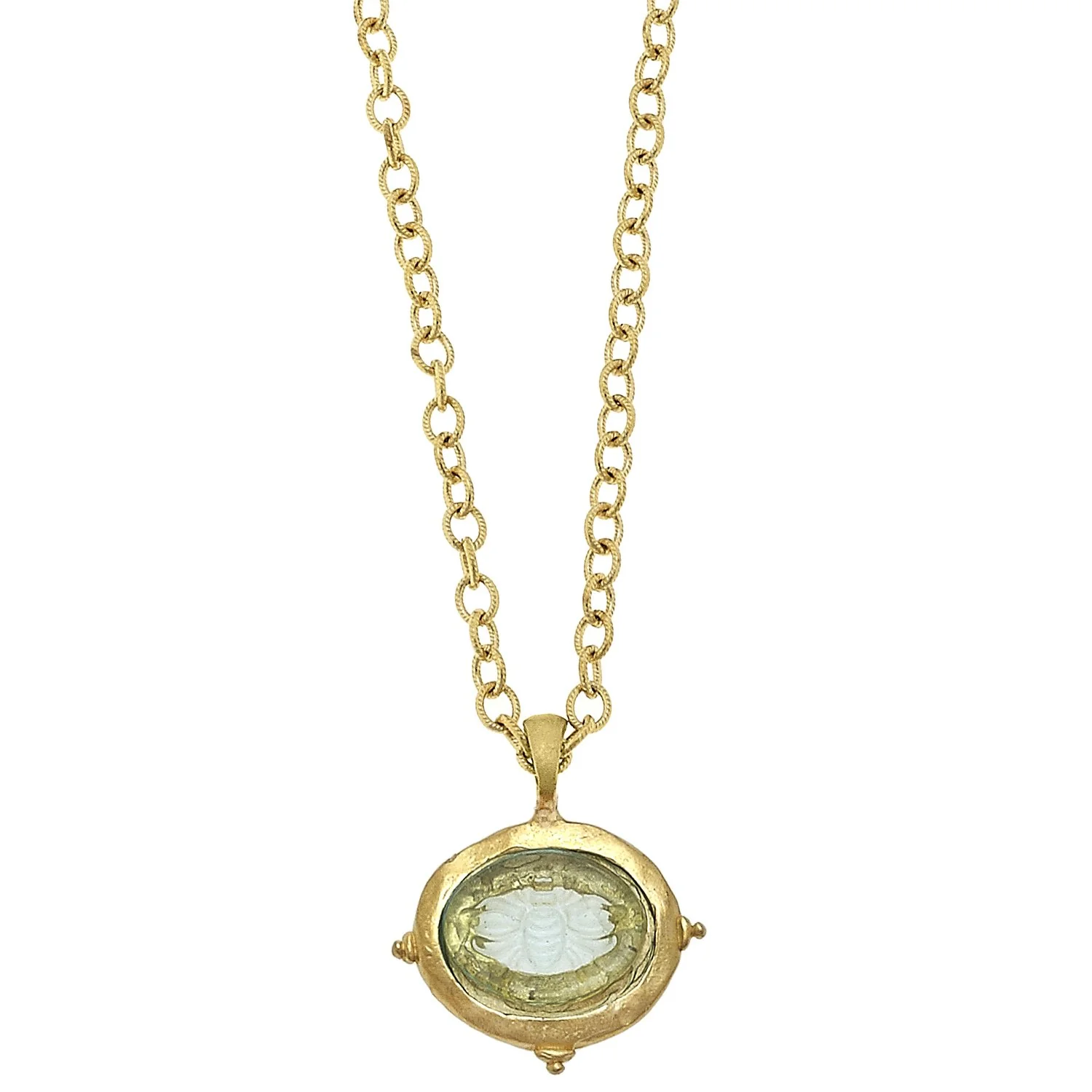 Long Venetian Glass Intaglio Necklace - Image 4