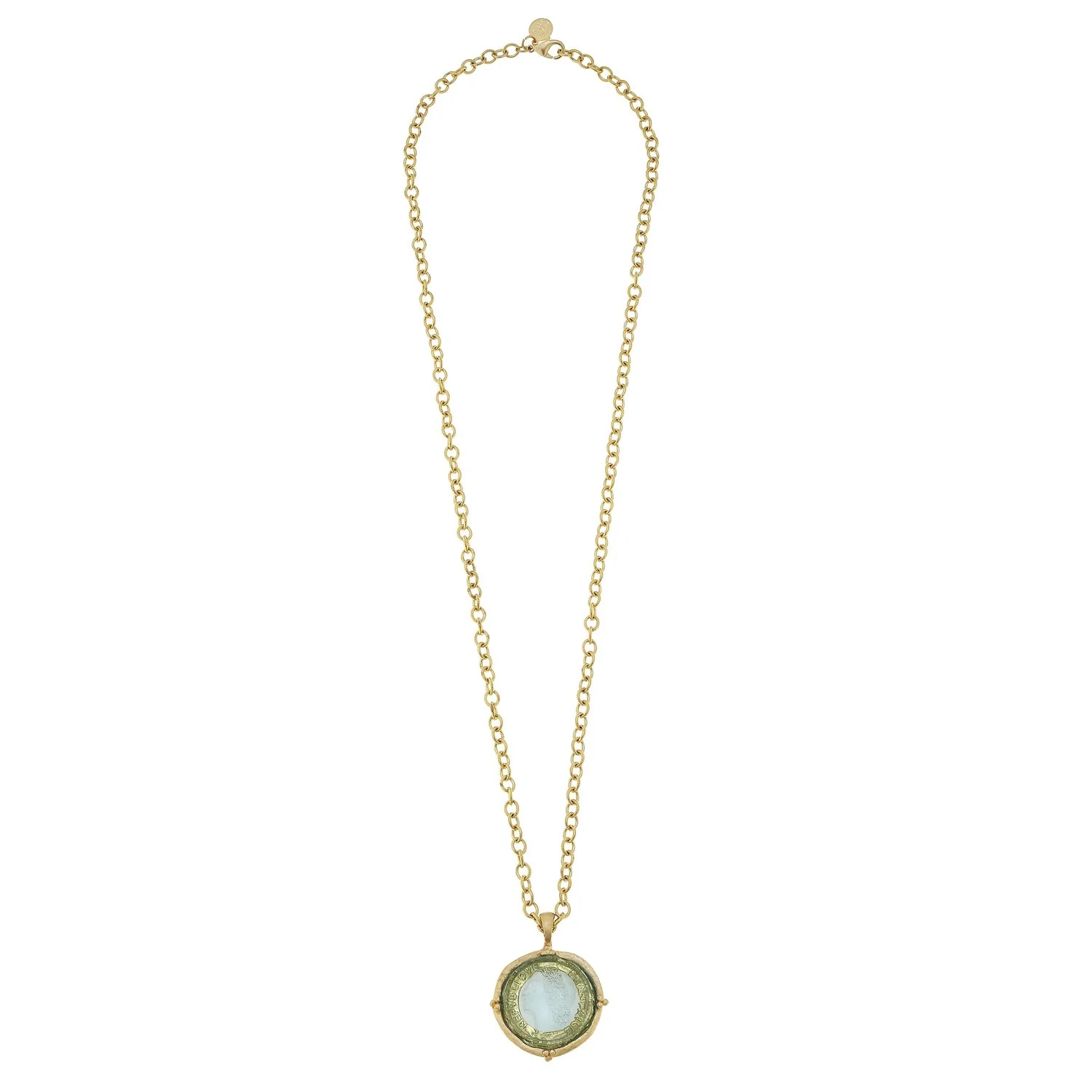 Long Venetian Glass Coin Intaglio Necklace - Image 3