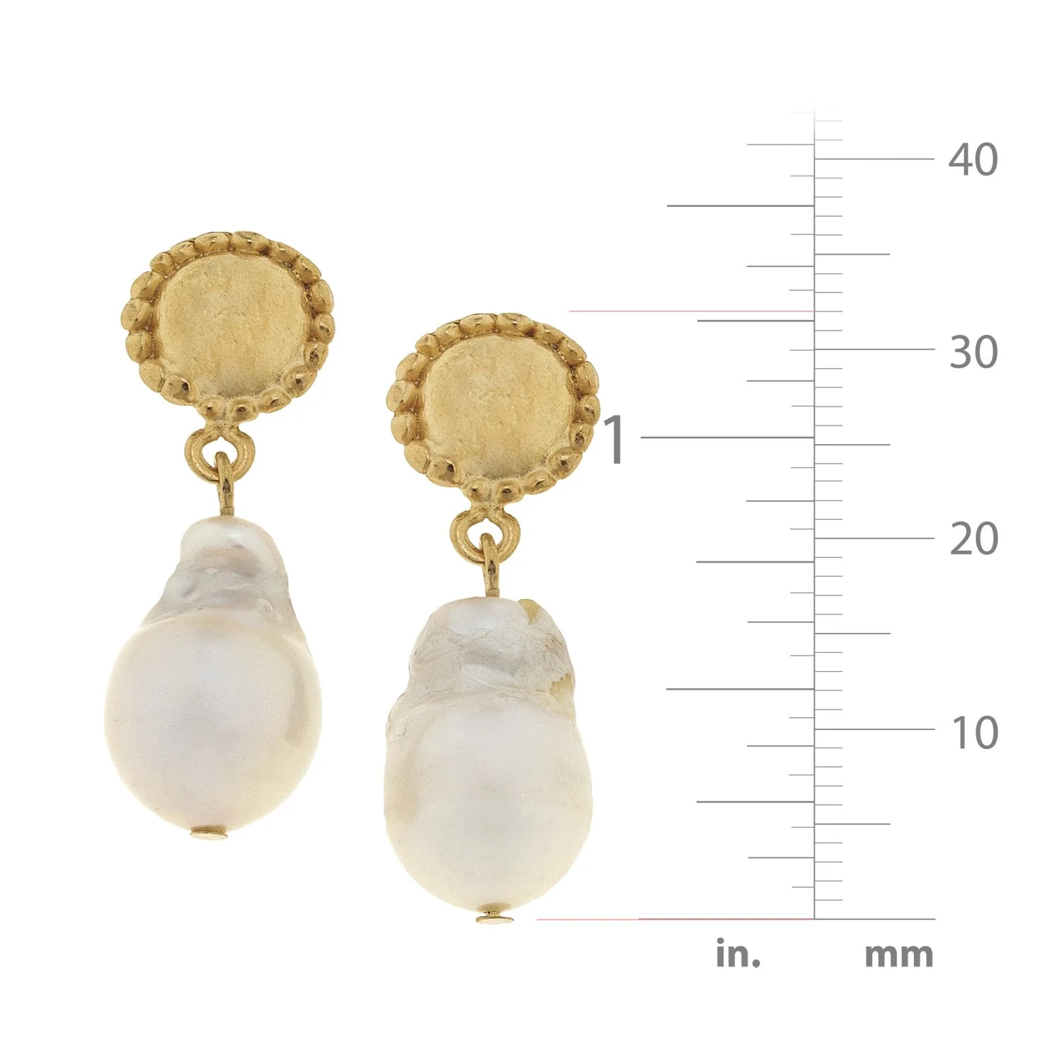 Baroque Pearl Post Earrings - Image 4