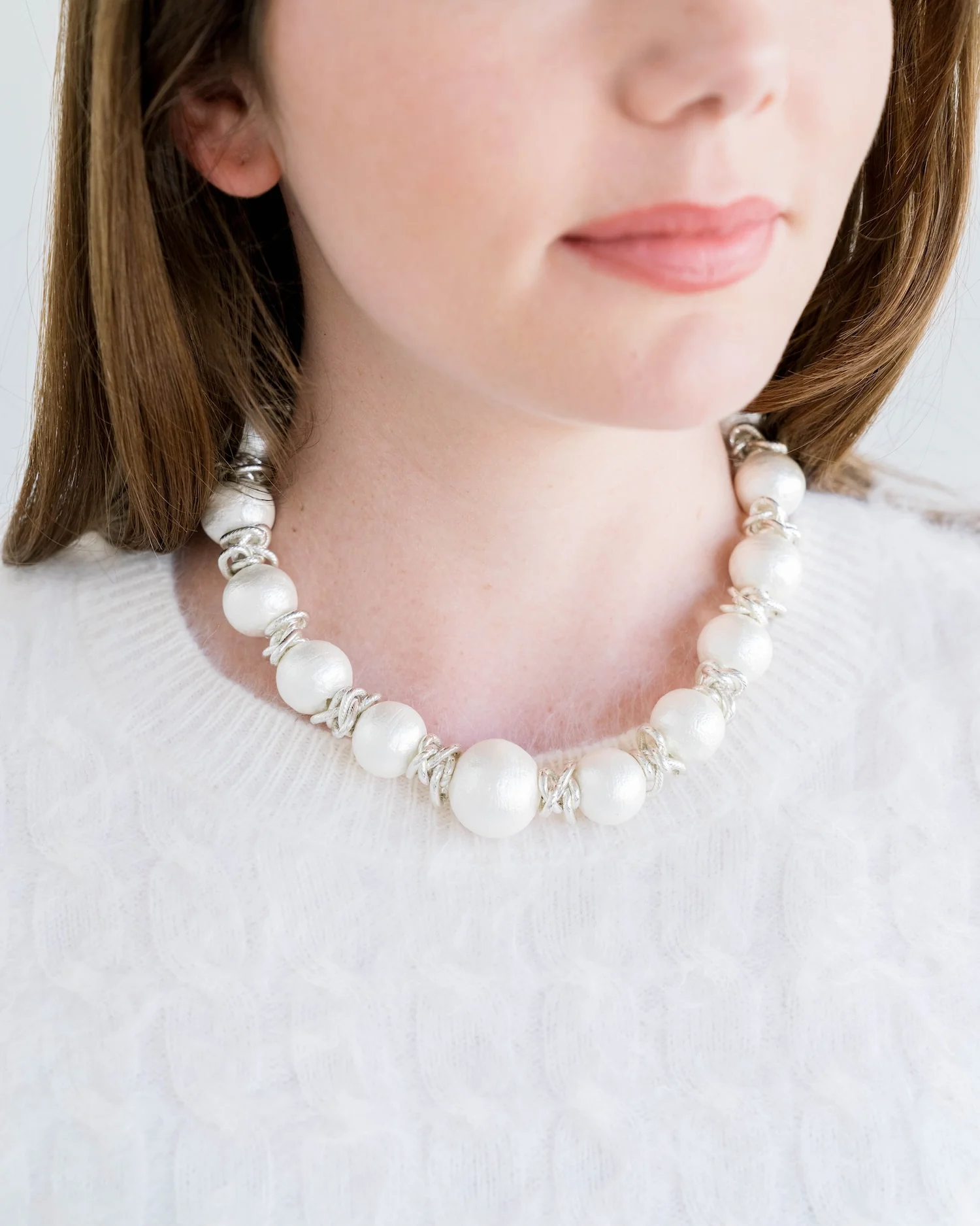 Cotton Pearl Link Necklace - Image 5