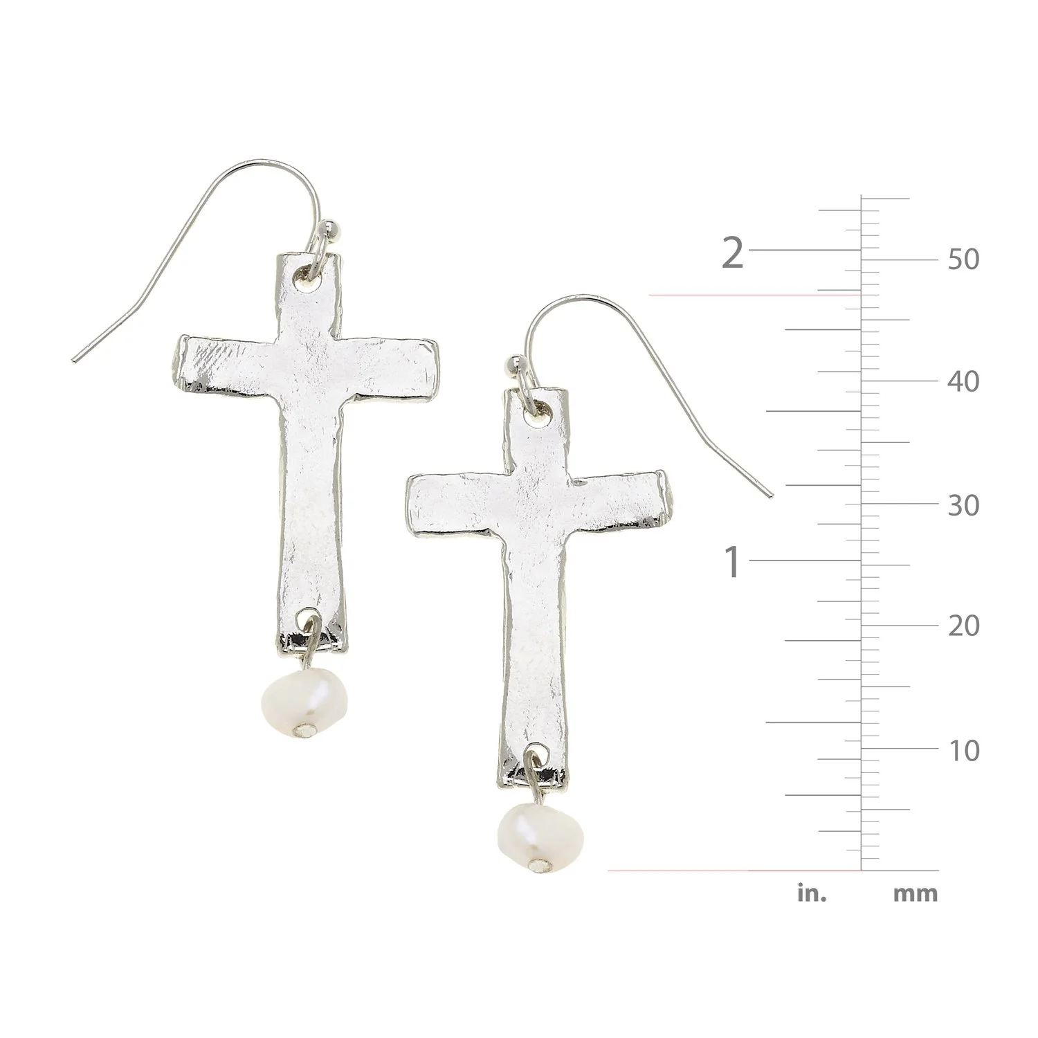Cross + Pearl Drop Earrings - Image 6