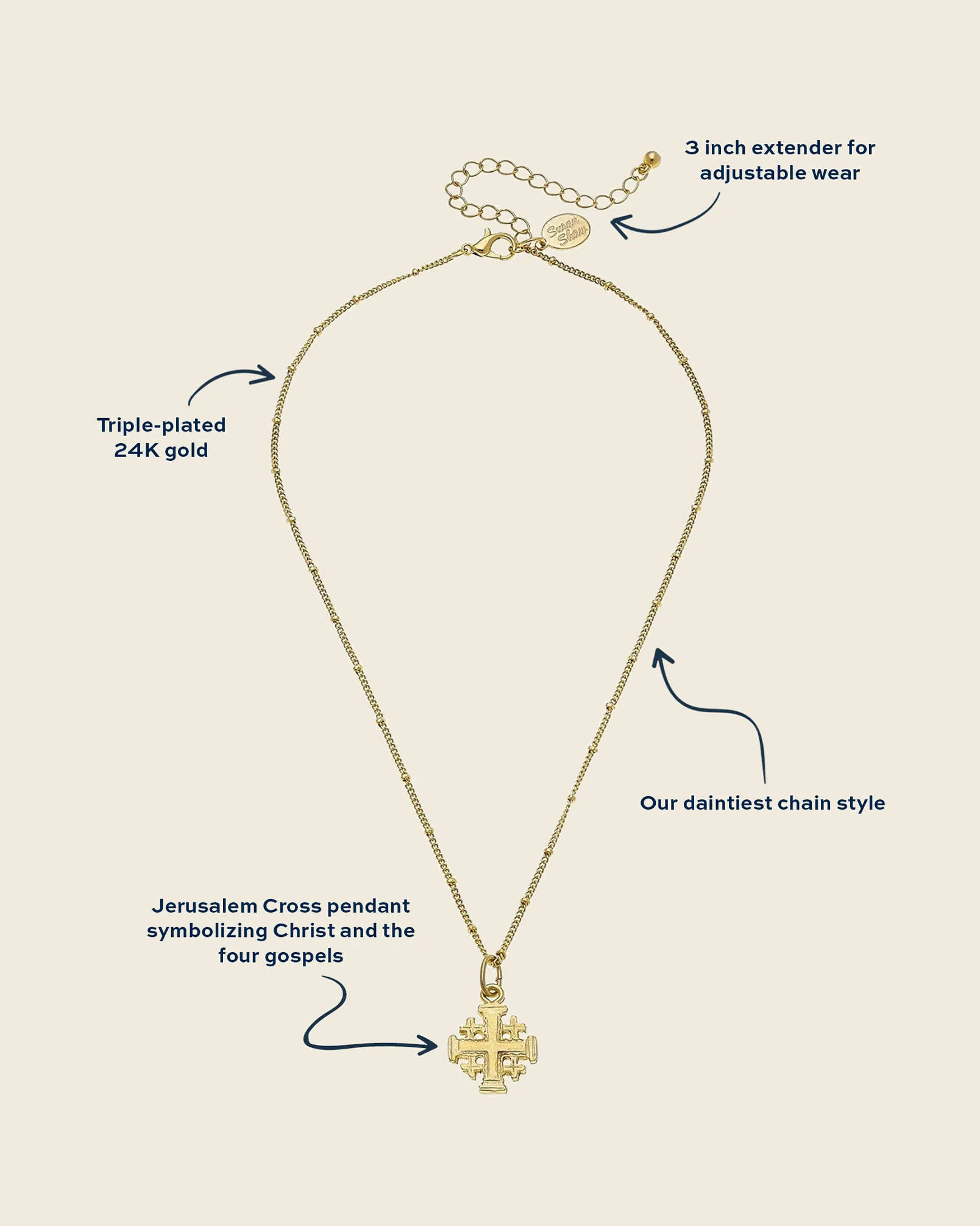 Dainty Jerusalem Cross Necklace - Image 4