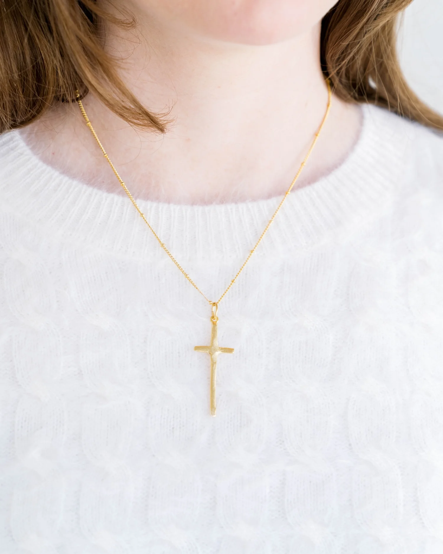 Dainty Tall Cross Necklace - Image 2