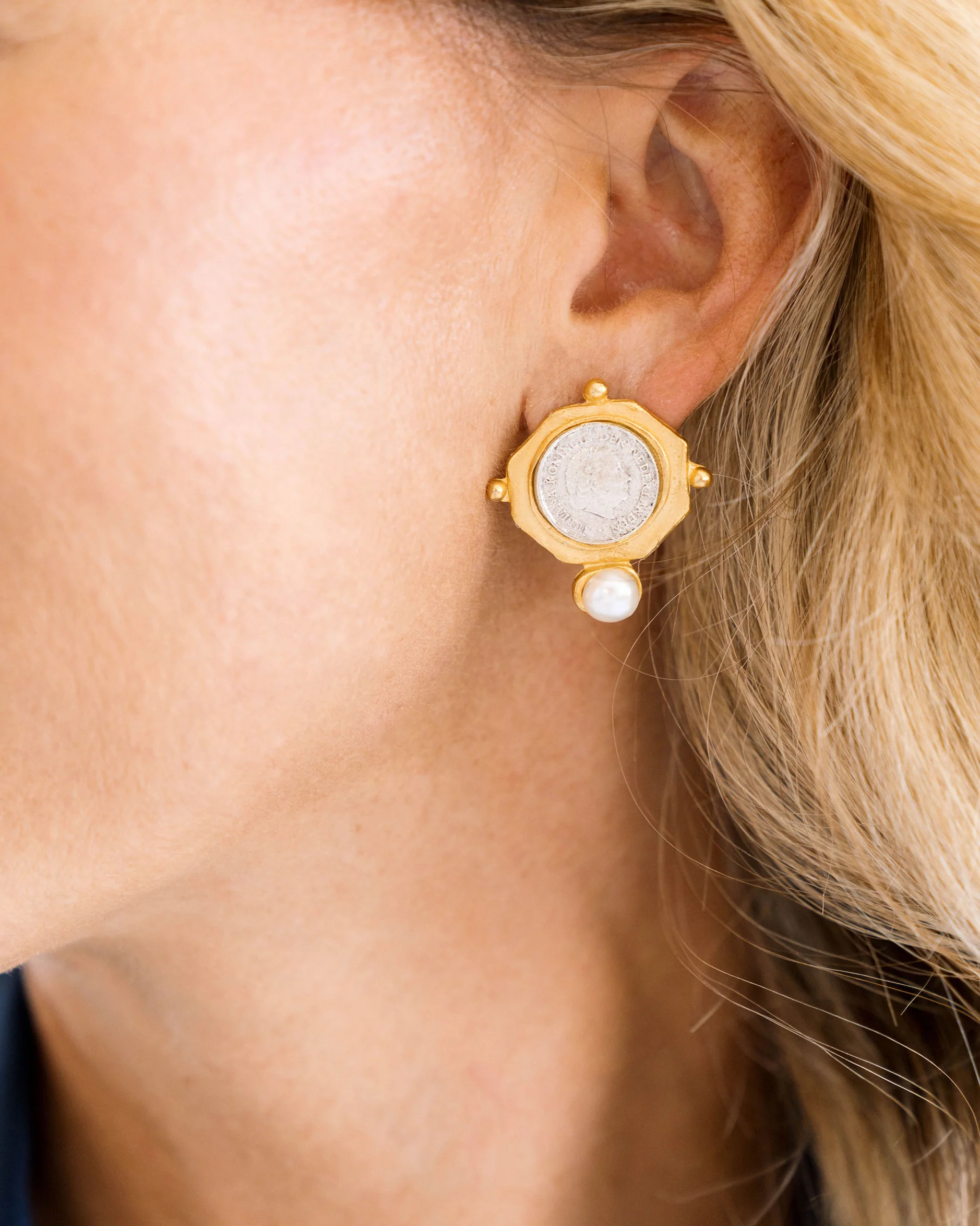 Dutch Coin and Pearl Studs - Image 3