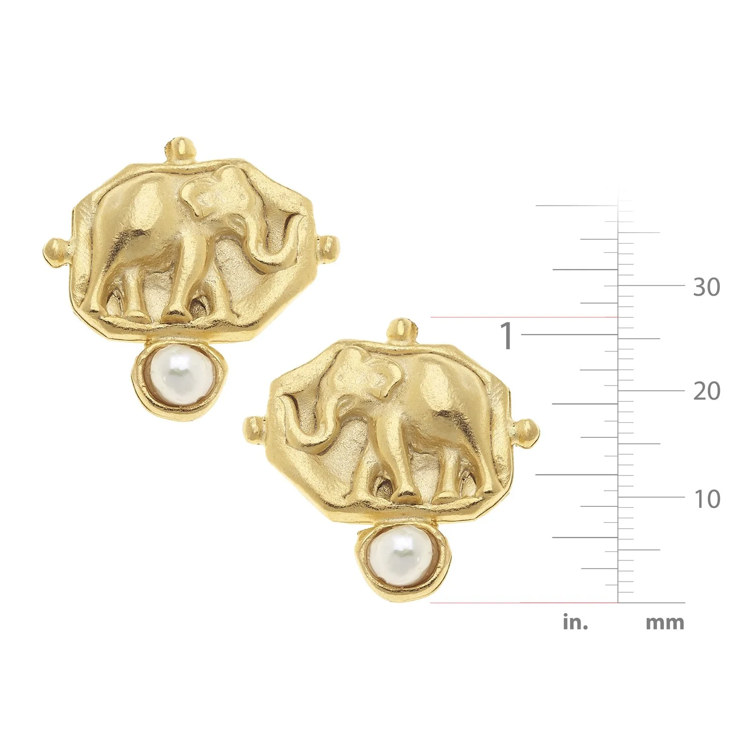 Elephant Intaglio Pearl Studs - Image 4