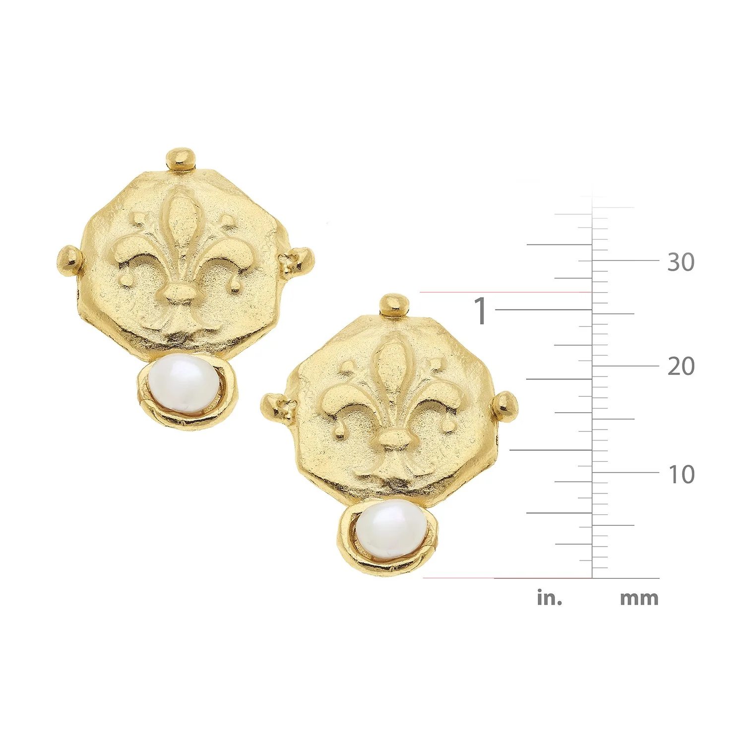 Fleur De Lis Pearl Studs - Image 8
