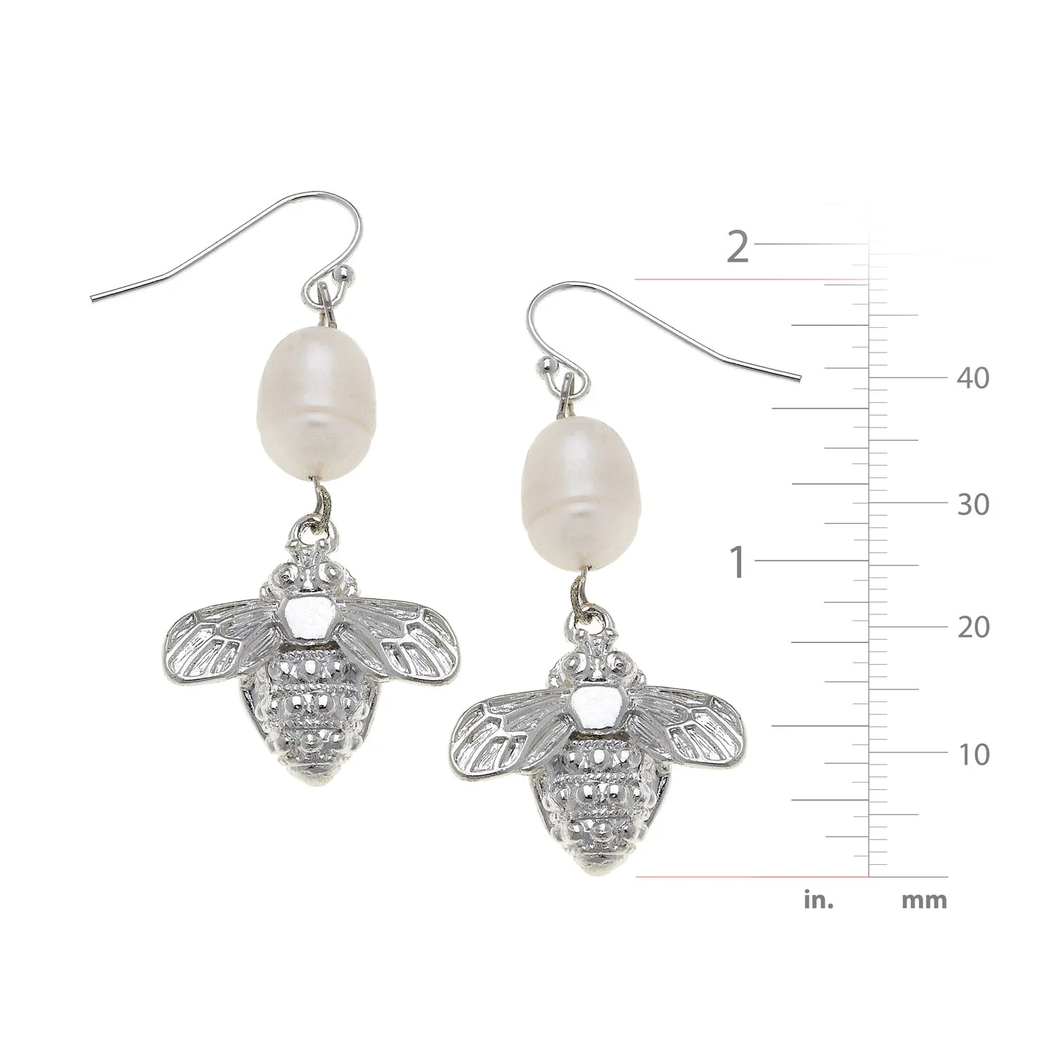 Bee + Pearl Wire Drop Earrings - Image 6