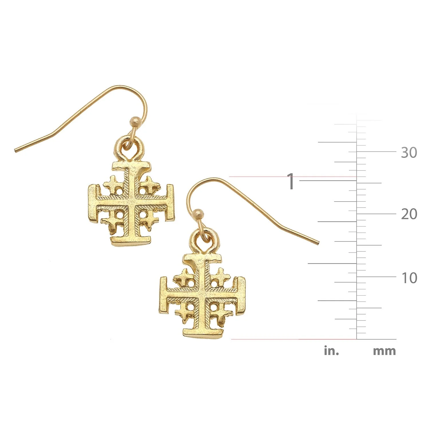 Jerusalem Cross Drop Earrings - Image 2