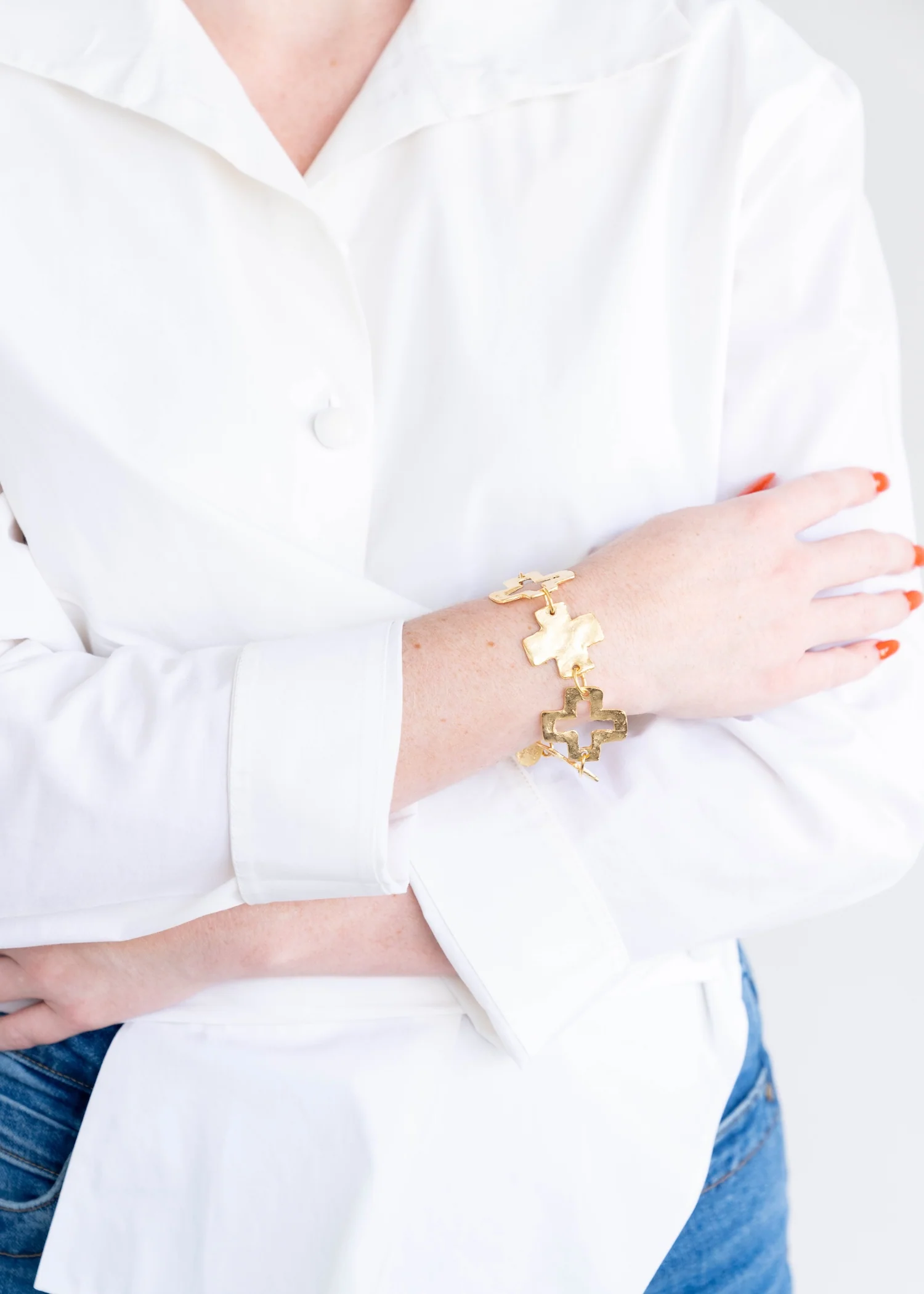 Linked Cross Toggle Bracelet - Image 3