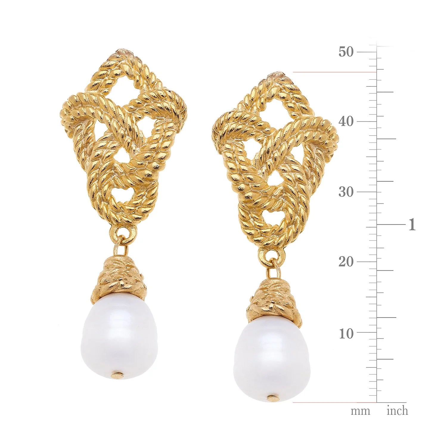 Love Knot Pearl Drop Earrings - Image 5