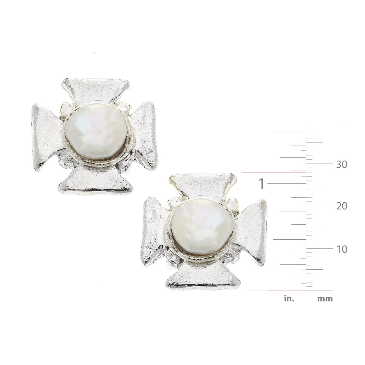 Maltese Cross Pearl Studs - Image 7