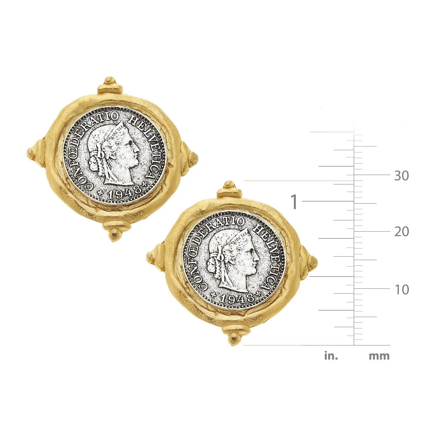 Mixed Metal French Franc Coin Studs - Image 5