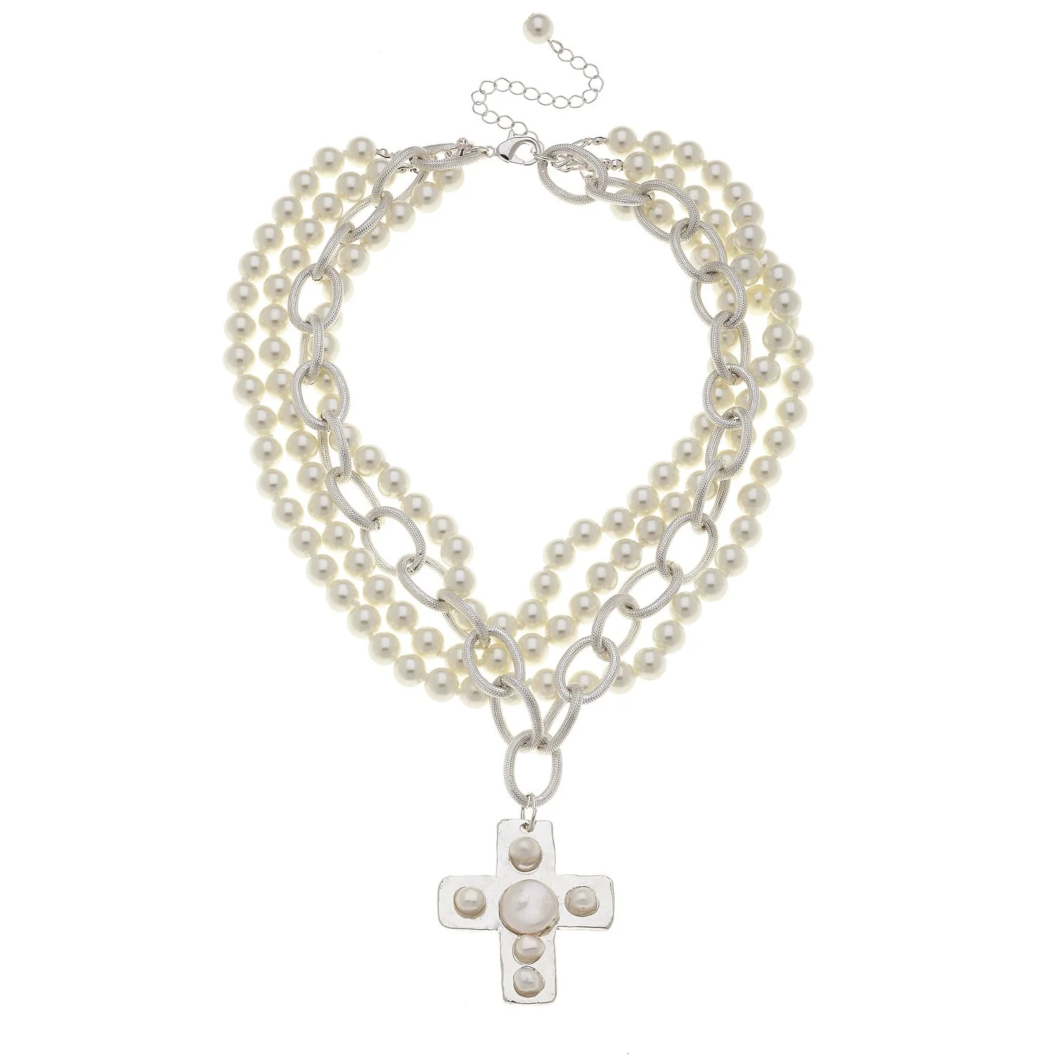 Pearl Cross Multi-Strand Necklace - Image 4