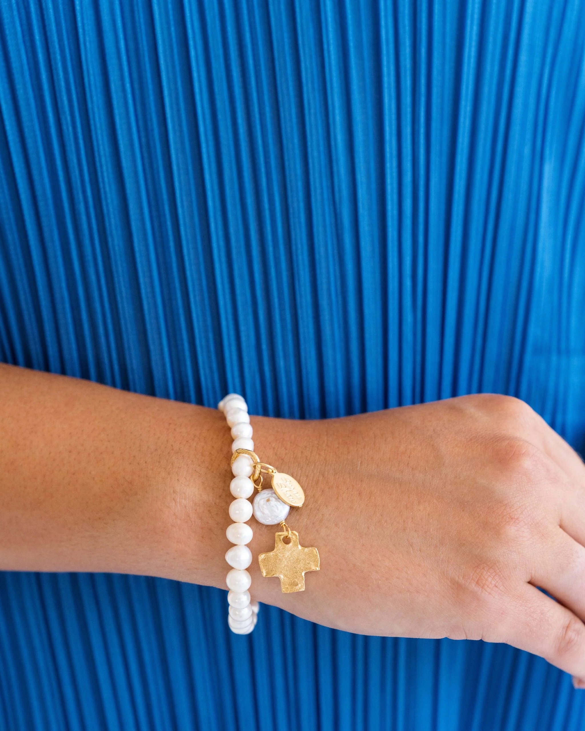 Pearl Cross Stretch Bracelet - Image 3