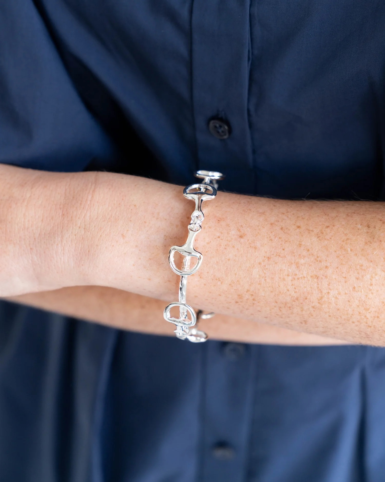 Silver Horse Bit Bangle - Image 2