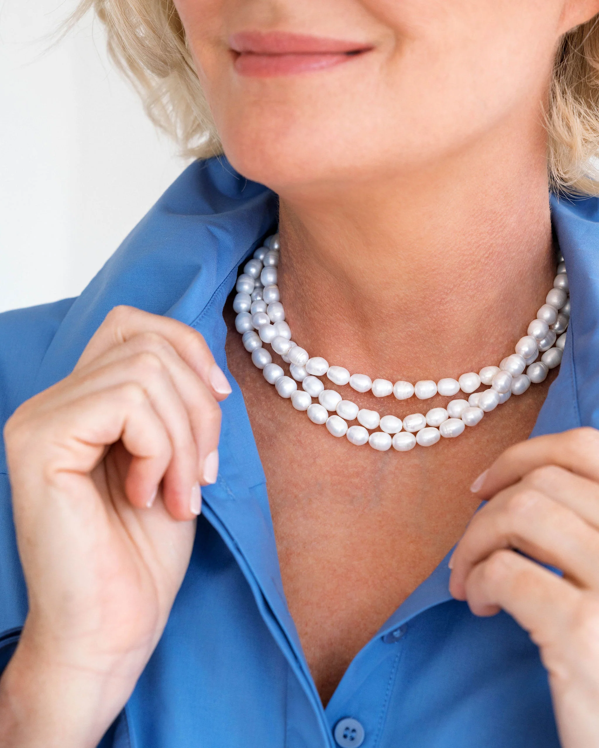 Triple Strand Pearl Necklace - Image 3