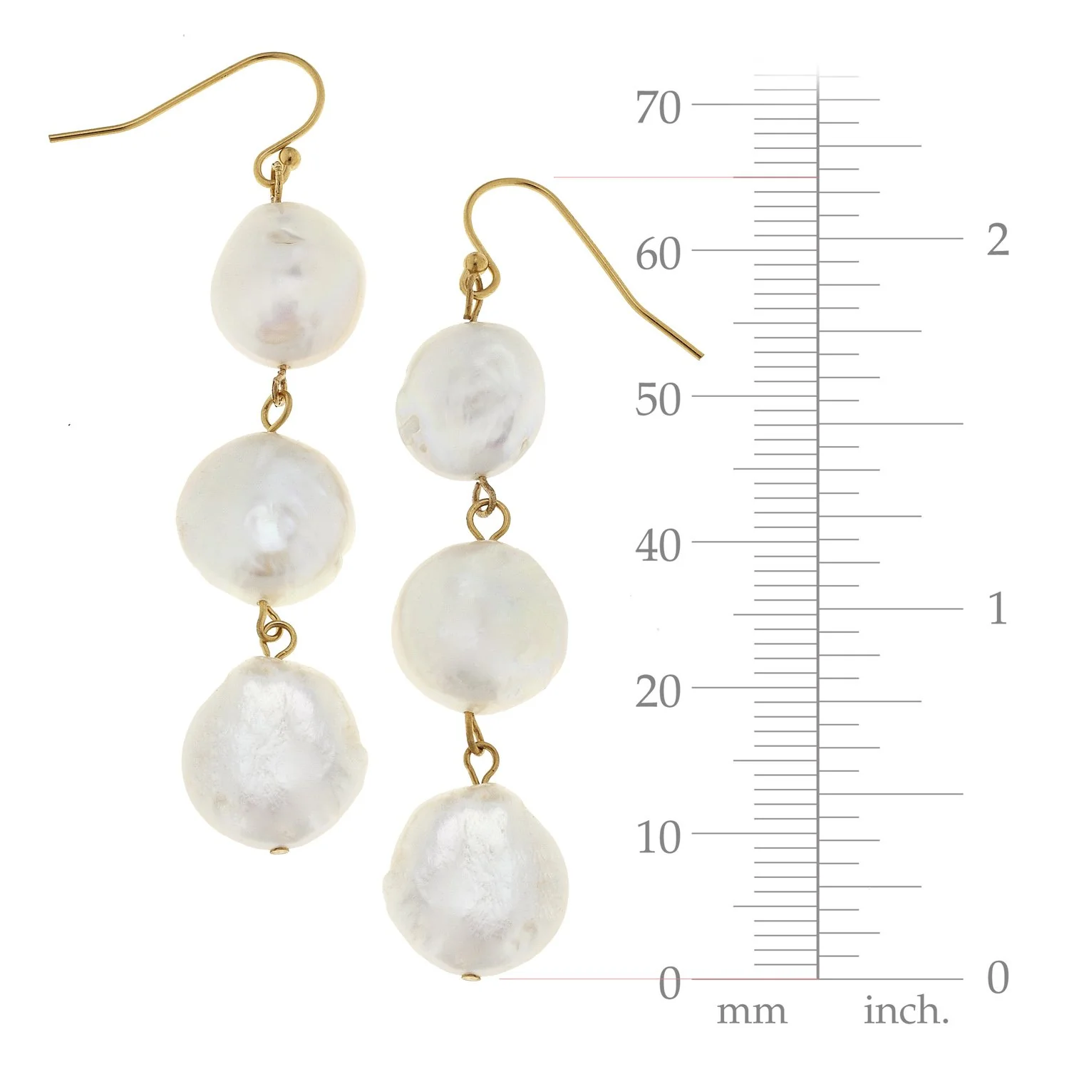 Triple Tier Pearl Drop Earrings - Image 2